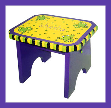 Frog stool with Charlie's name